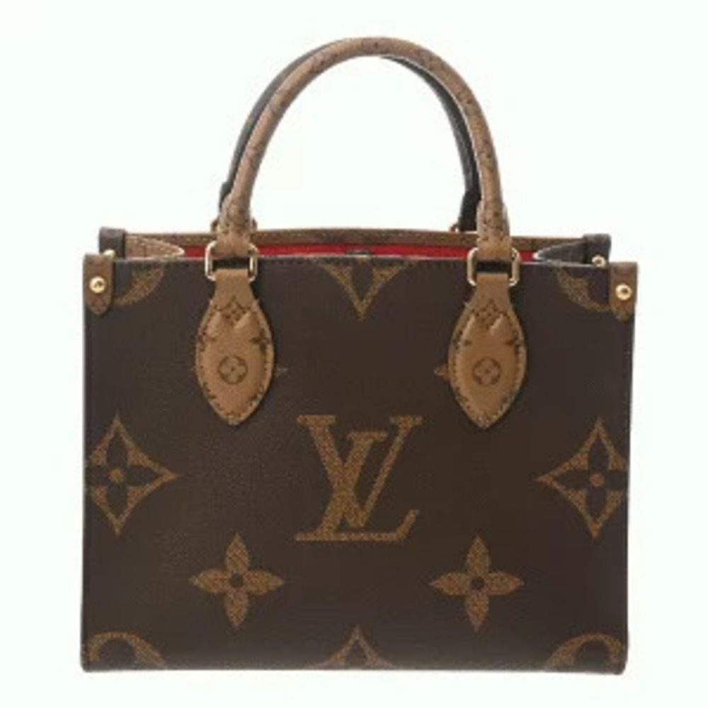 Louis Vuitton Monogram Reverse OnTheGo Canvas Top Handle Bag Brown